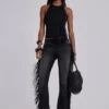 El Topo Fringe Bootcut Jeans in Black Wash