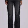 El Topo Fringe Bootcut Jeans in Black Wash