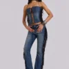 El Topo Fringe Bootcut Jeans in Blue Wash