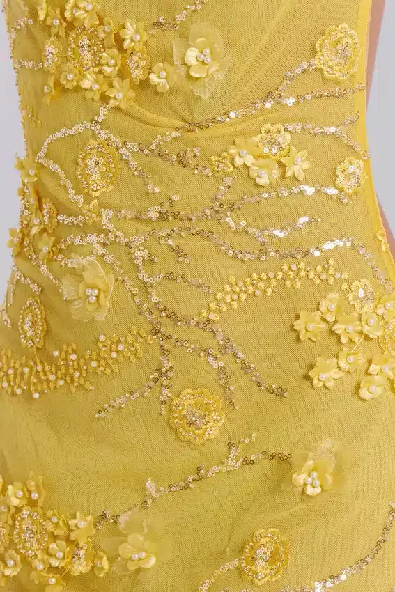 Ellora Embellished Mini Dress in Solar