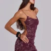 Ellora Embellished Mini Dress in Wine