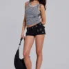 Eye Contact Vest Top With Eyelets in Stripe