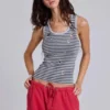 Eye Contact Vest Top With Eyelets in Stripe