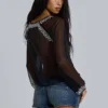 Football Embellished Chiffon Top