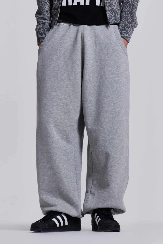 Grey Marl Cuffed Baggy Monster Joggers