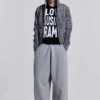 Grey Marl Cuffed Baggy Monster Joggers