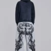Grey Marl Gothic Print Baggy Monster Joggers
