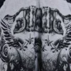Grey Marl Gothic Print Baggy Monster Joggers
