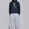 Grey Marl Gothic Print Baggy Monster Joggers