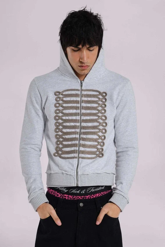 Grey Marl Military Monster Hoodie
