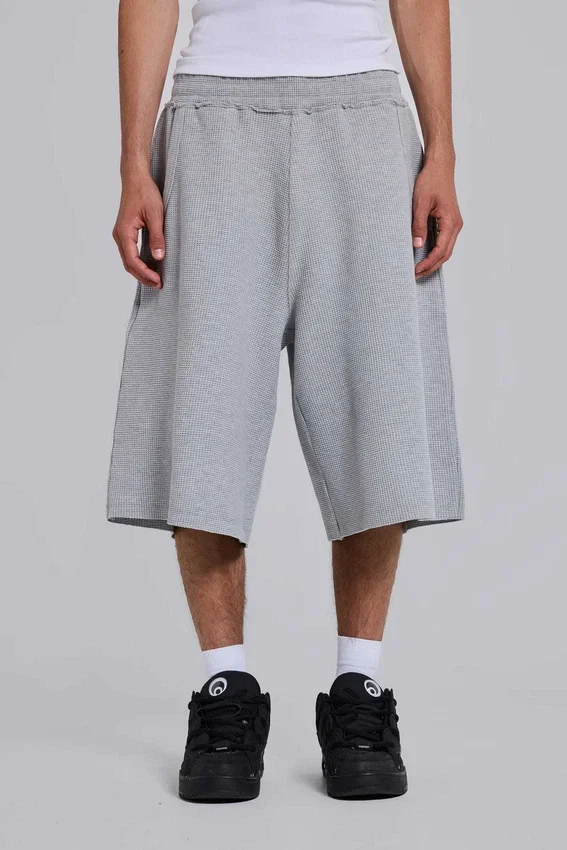 Grey Marl Waffle Monster Jogger Shorts