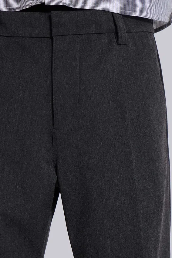 Grey Stacked Bootcut Suit Pants