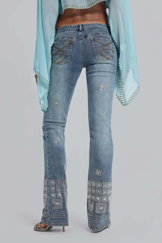 Hand-Beaded Bootcut Cooper Jeans