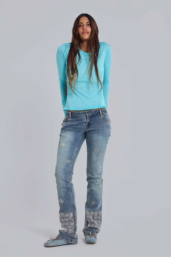 Hand-Beaded Bootcut Cooper Jeans