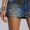 Hena Studded Denim Mini Skirt
