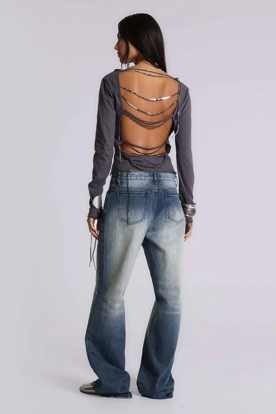Hunter Loose Straight Leg Jeans with Mirrors