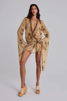 Iberis Chiffon Wrap Mini Dress