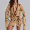 Iberis Chiffon Wrap Mini Dress