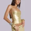 Idol Metallic Bandage Corset Top in Gold