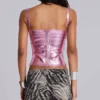 Idol Metallic Bandage Corset Top in Pink