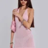 Infinity Halter Mini Dress in Pink