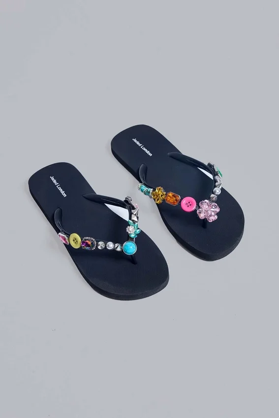Jewel Charm Flip Flops