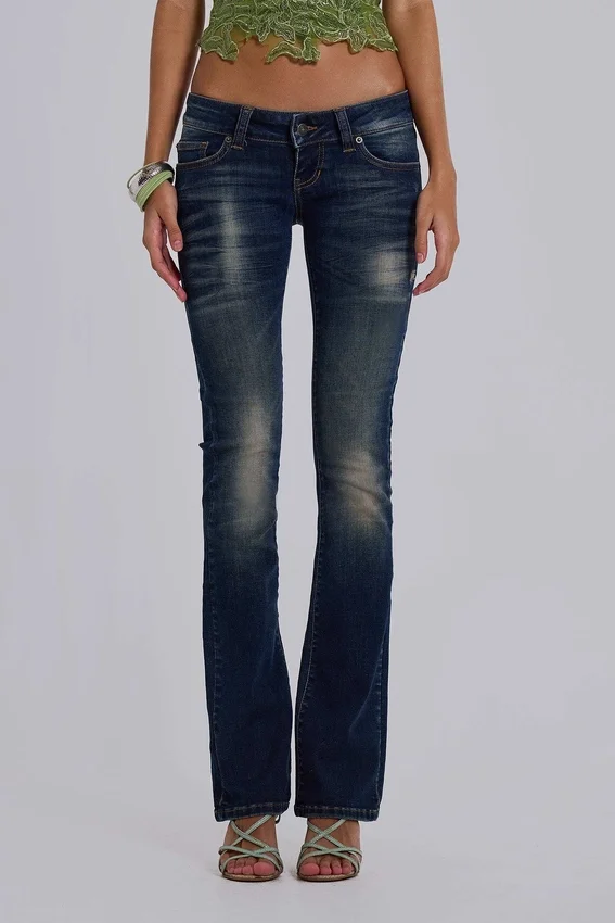 Kelsey Low Rise Skinny Bootcut Jeans in Dark Wash