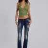 Kelsey Low Rise Skinny Bootcut Jeans in Dark Wash
