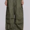 Khaki Oil Wash Parachute Pants