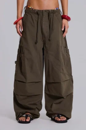 Khaki Parachute Cargo Pants