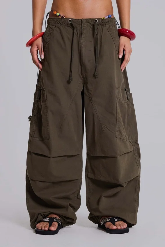 Khaki Parachute Cargo Pants