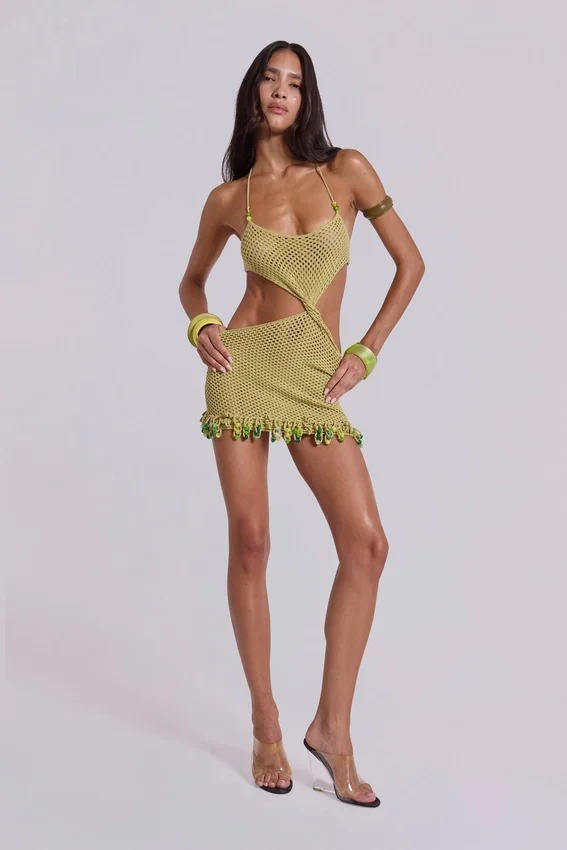 Kuuma Beaded Crochet Mini Dress