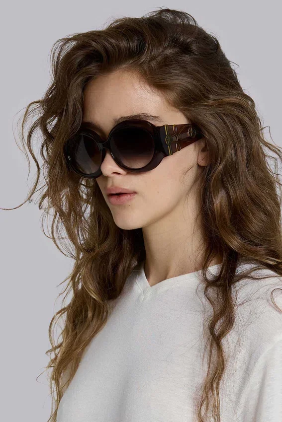 Majorette Oversized Round Sunglasses in Brown