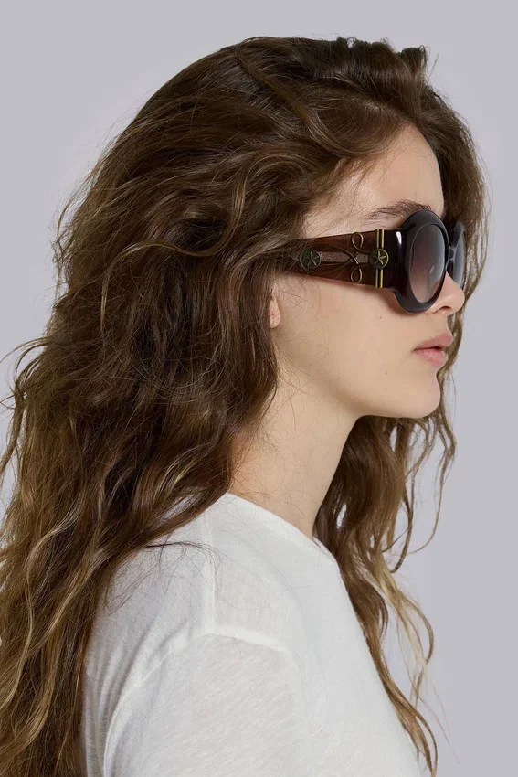 Majorette Oversized Round Sunglasses in Brown