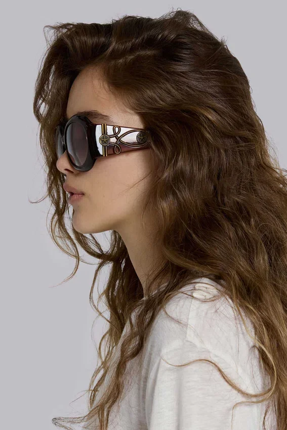 Majorette Oversized Round Sunglasses in Brown