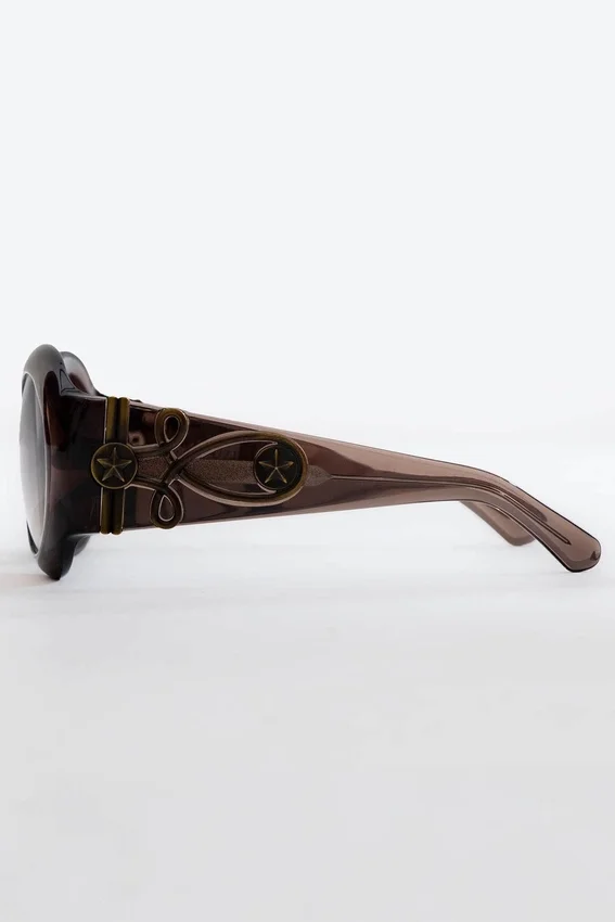 Majorette Oversized Round Sunglasses in Brown