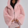 Mara Oversized Faux Fur Coat in Pink