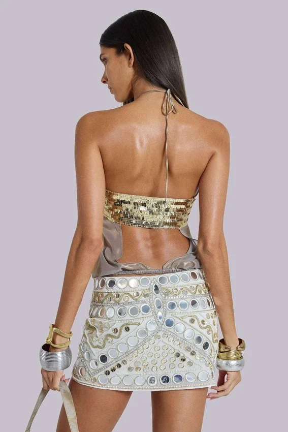 Morgana Metallic Sequin Chiffon Top
