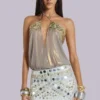 Morgana Metallic Sequin Chiffon Top