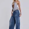 Nailed Studded Colossus Jeans in Mid Blue Wash