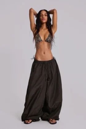 Nexis Nylon Balloon Parachute Pants in Khaki