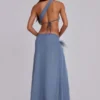 Noctelle Cut Out Maxi Dress with Feathers