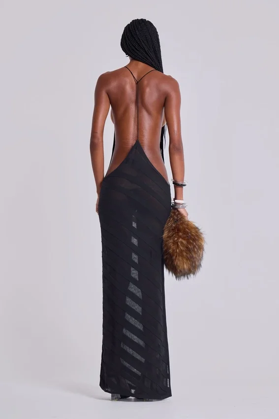 Noir Knit Maxi Dress in Black