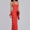 Noir Knit Maxi Dress in Coral
