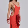 Noir Knit Maxi Dress in Coral