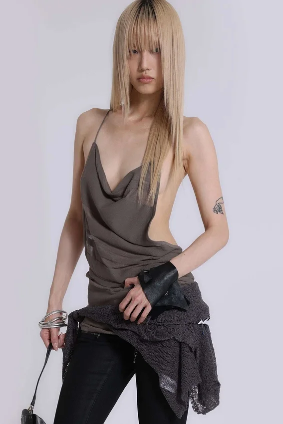 Noir Knit Mini Dress in Truffle