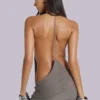 Noir Knit Mini Dress in Truffle