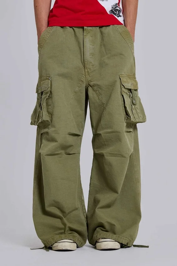 Olive XL Parachute Cargo Pants