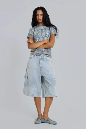 Pinstripe Double Knee Carpenter Jorts