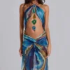 Quartz Halter Maxi Dress with Crystals